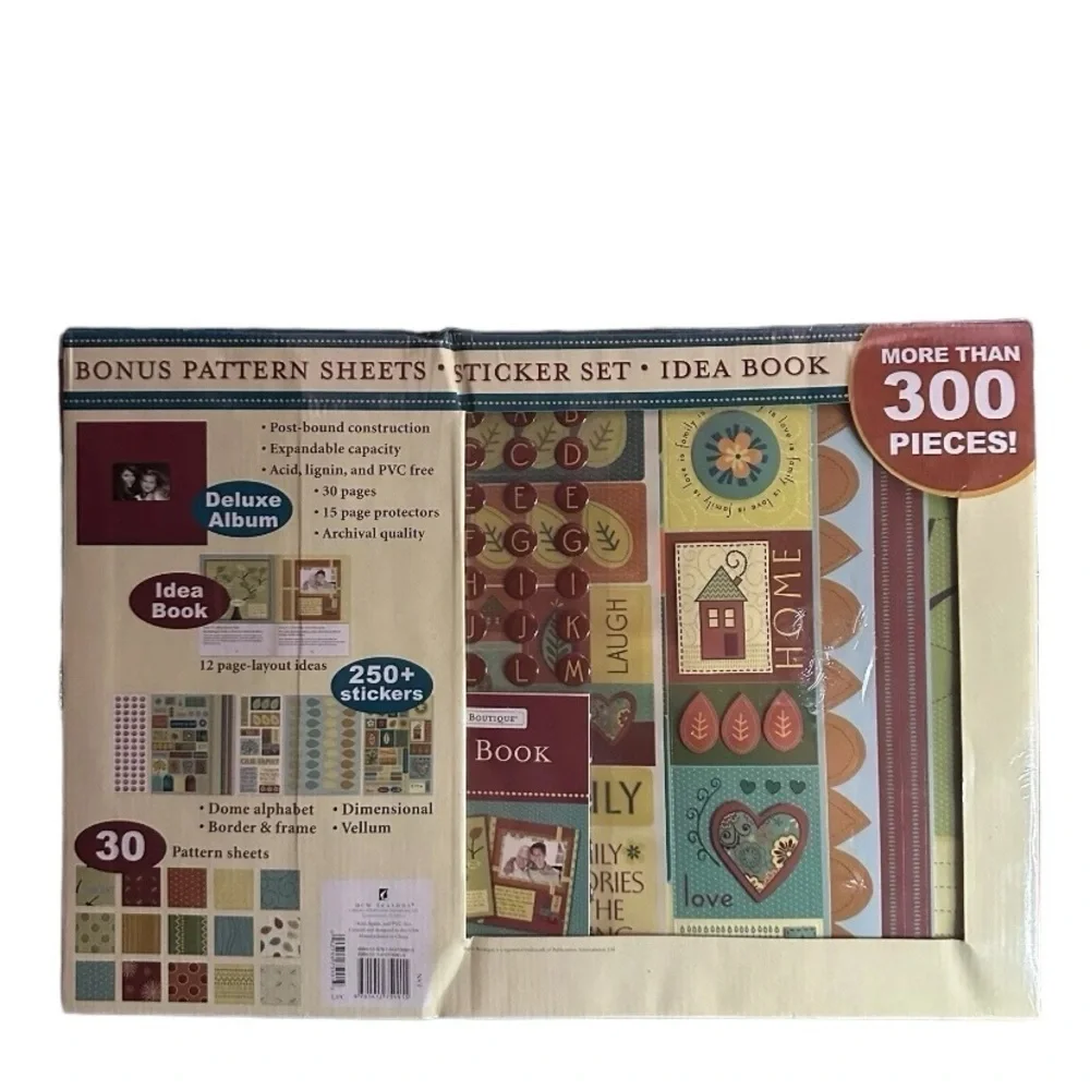 Paper Boutique Deluxe Scrapbook Leather Album Pattern Sheets Stickers 300 Pc New